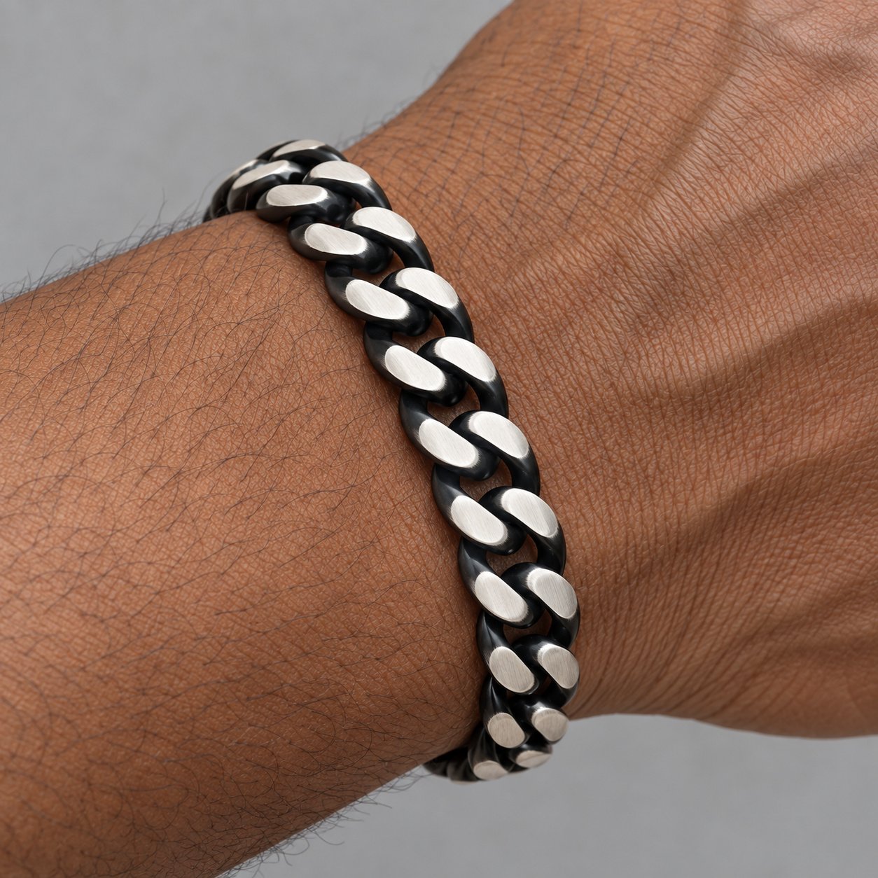 10mm Black & Silver-Tone Curb-Link Bracelet lifestyle view