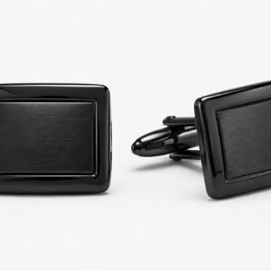 Black Brushed-Center Rectangular Stainless Steel Cufflinks — packshot
