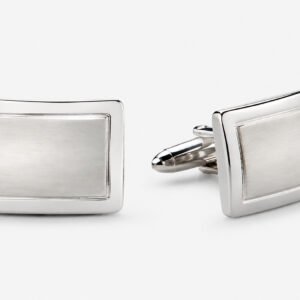 Brushed-Center Rectangular Stainless Steel Cufflinks — packshot