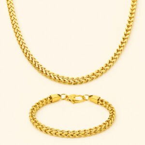 Gold-Tone Franco-Link Chain & Bracelet Set — packshot