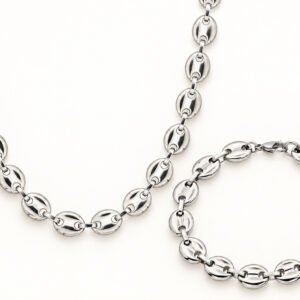 Steel Puff Mariner Chain & Bracelet Set — packshot