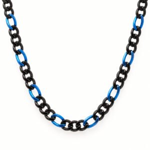 Black & Blue Figaro Chain Necklace — product view