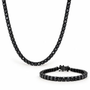 Black CZ Tennis Necklace & Bracelet Set — product view