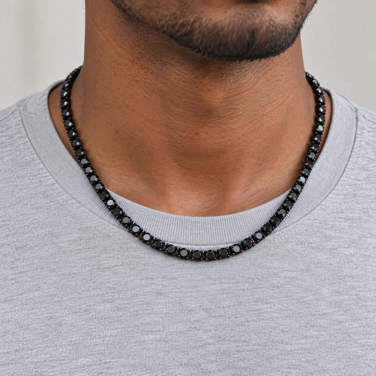 black cz tennis necklace & bracelet set — medium lifestyle view Black CZ Tennis Necklace & Bracelet Set — medium lifestyle view