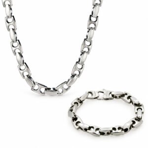 Polished Anchor-Link Necklace & Bracelet Set — product view