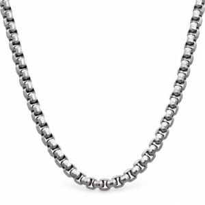 Diamond-Cut Steel Box Rolo Necklace — product view