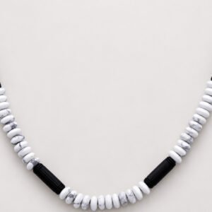 Howlite & Black Disk-Bead Necklace — product view