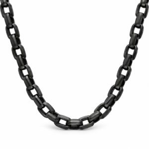6mm Black Rectangular-Link Necklace — product view