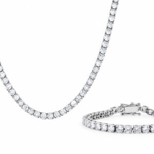 Silver-Tone Clear CZ Tennis Necklace & Bracelet Set — product view