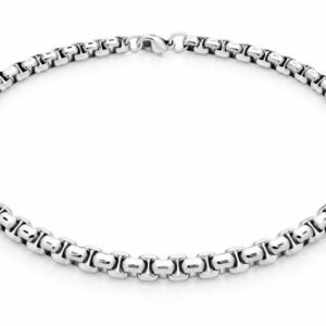 7mm Silver-Tone Round Box-Link Necklace — product view