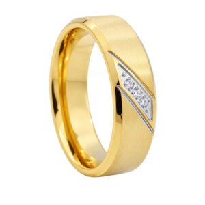 Gold-Tone Diagonal Three-CZ Band — product view