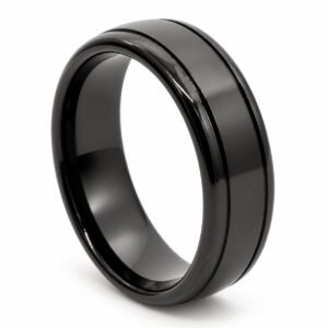 8mm Black Double-Stripe Tungsten Band — packshot