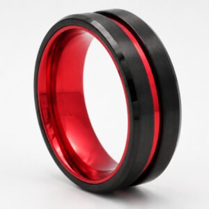 Black & Red Tungsten Stripe Band — packshot