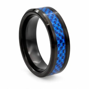 Black Tungsten Band with Blue Carbon-Fiber Inlay — product view